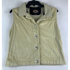 County Clothing Co Womens M Faux Suede Button Front Vest Tan Rodeo Cowgirl